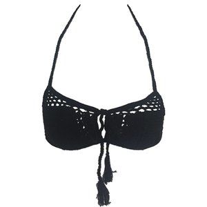 Indah Riot Crochet Top in Black